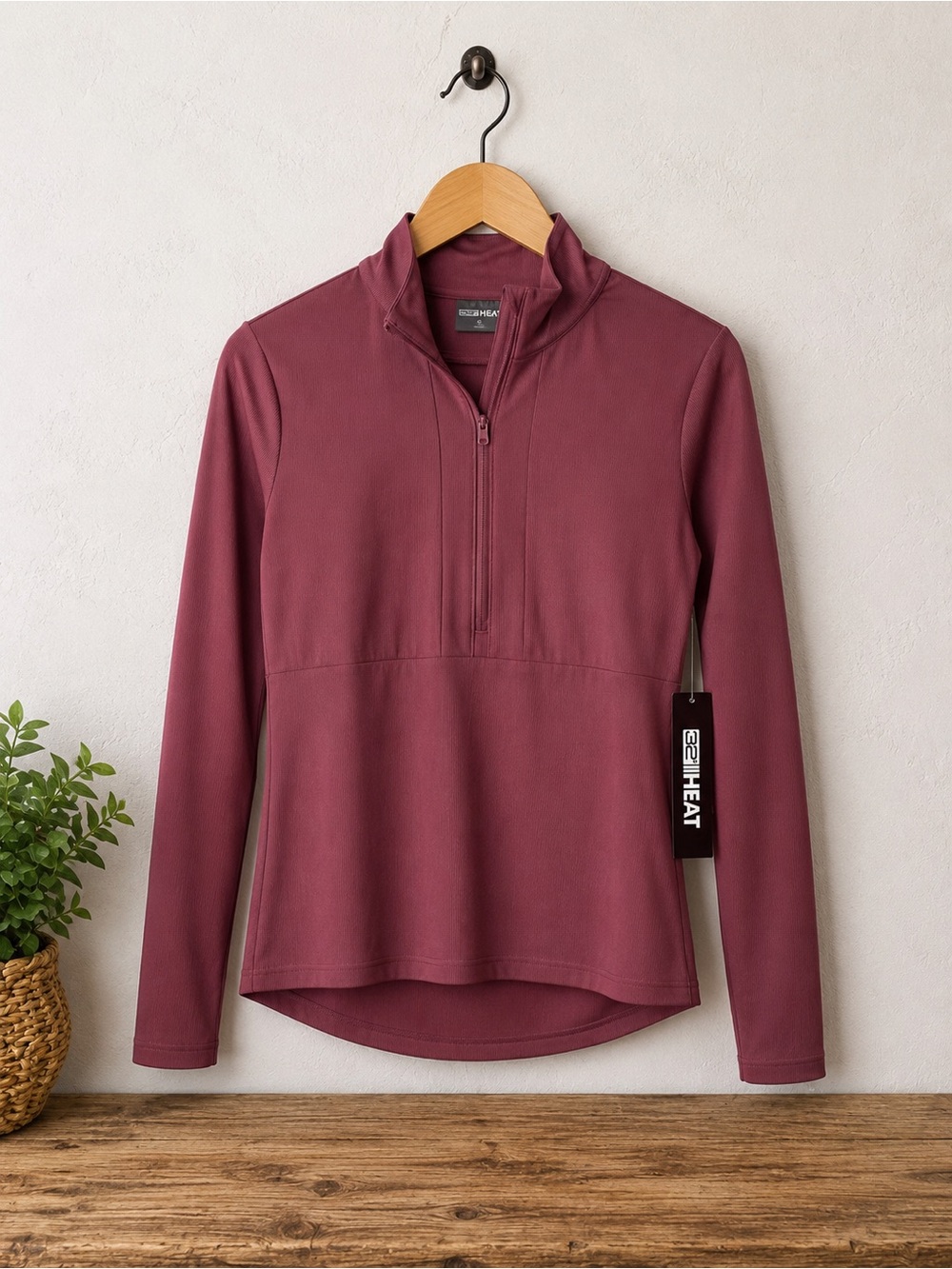 32 Degrees Heat 1/4 Zip Pullover Athletic Long Sleeve Wella Rose Size S NWT